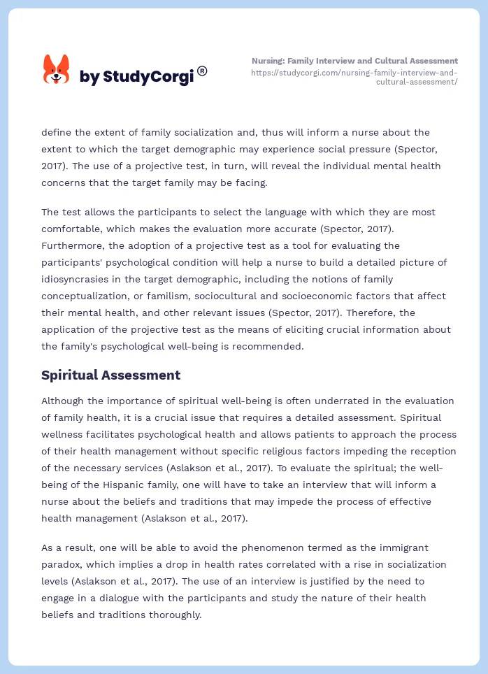 Nursing: Family Interview and Cultural Assessment. Page 2