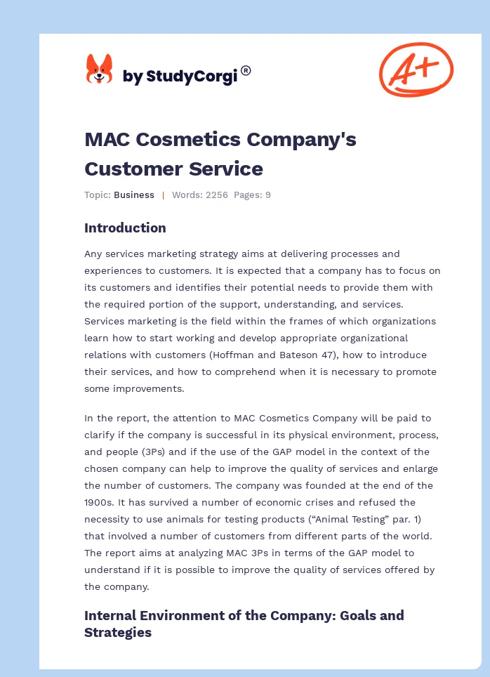 MAC Cosmetics Company's Customer Service. Page 1