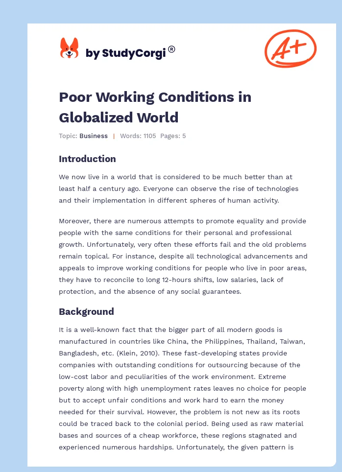 Poor Working Conditions in Globalized World. Page 1