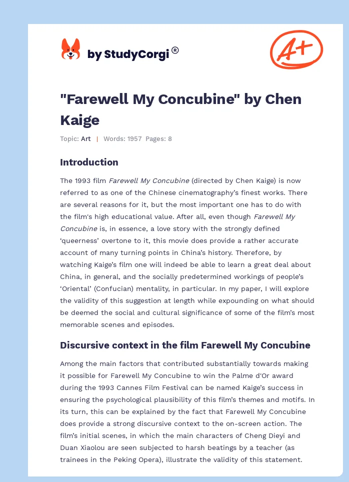 "Farewell My Concubine" by Chen Kaige. Page 1