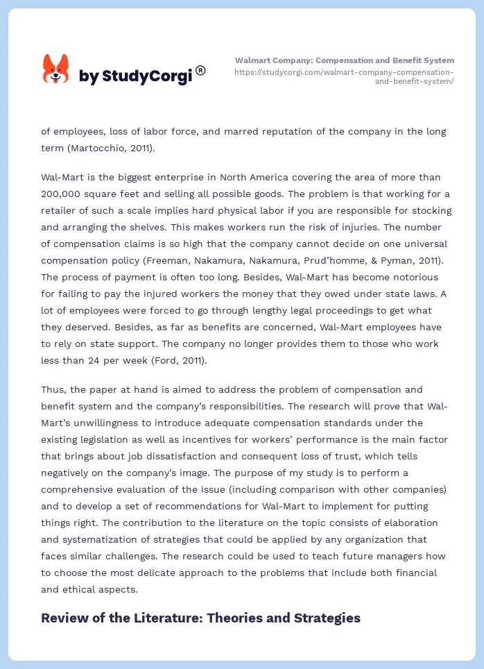 Walmart Company: Compensation and Benefit System. Page 2