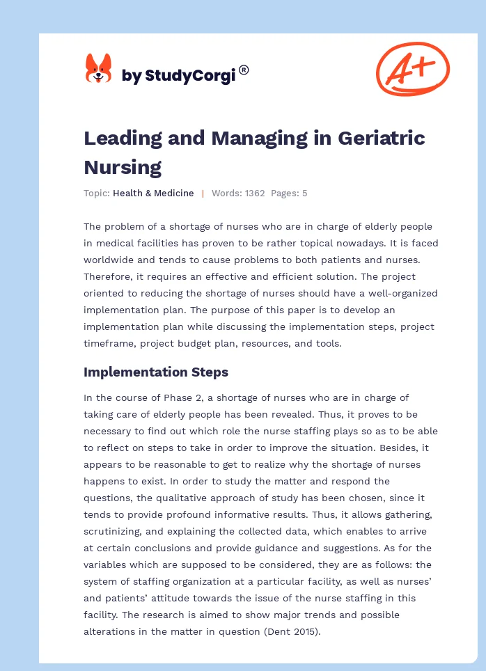 Leading and Managing in Geriatric Nursing. Page 1