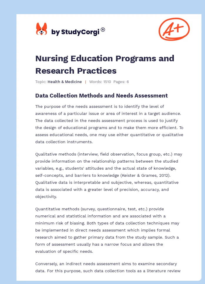 Nursing Education Programs and Research Practices. Page 1