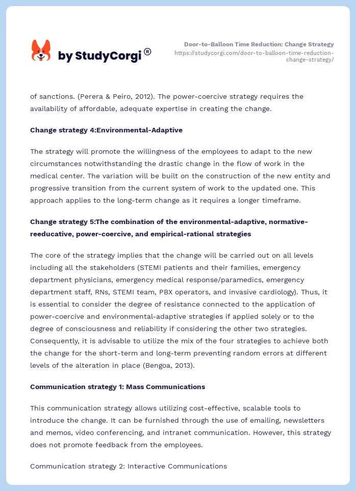 Door-to-Balloon Time Reduction: Change Strategy. Page 2