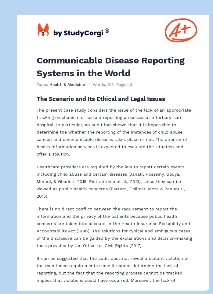 Communicable Disease Reporting Systems in the World. Page 1