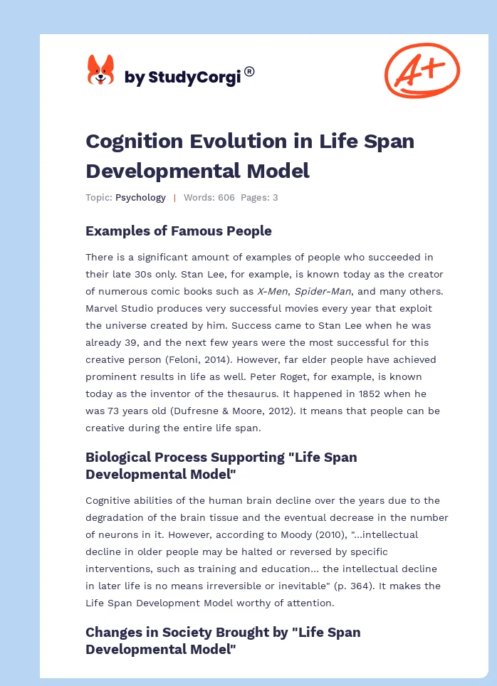 Cognition Evolution in Life Span Developmental Model. Page 1