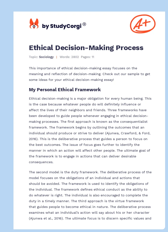 Ethical Decision-Making Process. Page 1