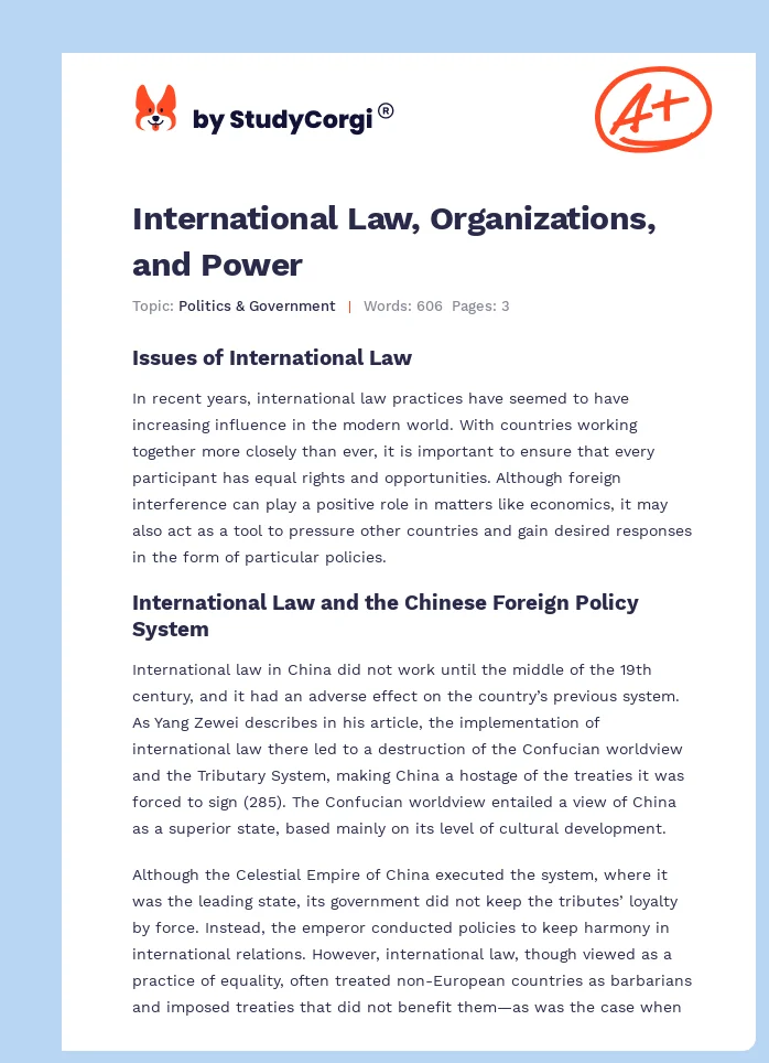 International Law, Organizations, and Power. Page 1