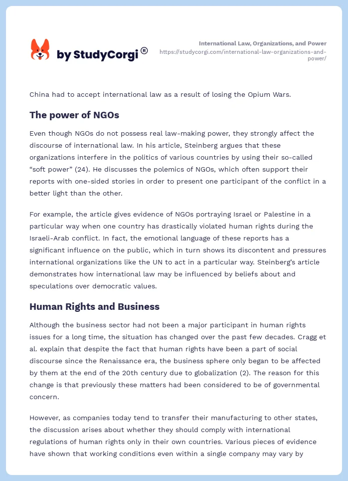 International Law, Organizations, and Power. Page 2