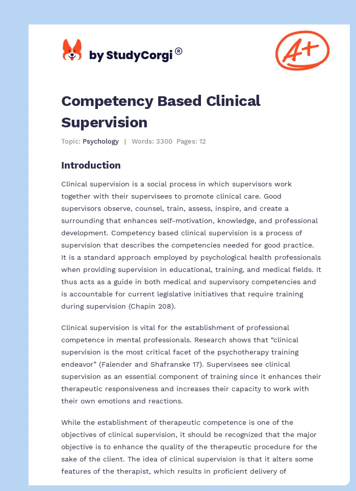 Competency Based Clinical Supervision. Page 1