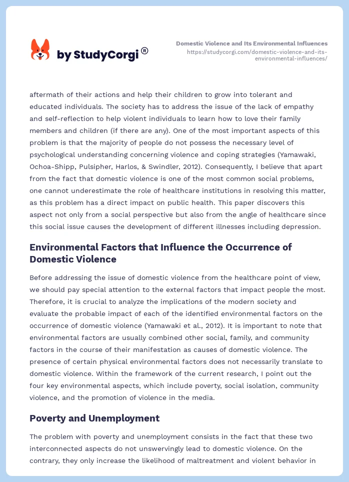 Domestic Violence and Its Environmental Influences. Page 2