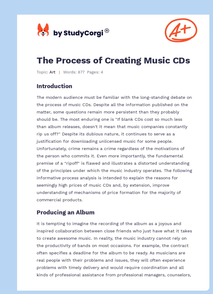 The Process of Creating Music CDs. Page 1