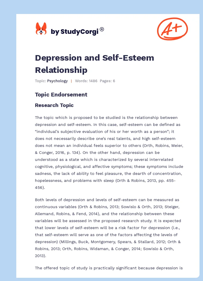 Depression and Self-Esteem Relationship. Page 1
