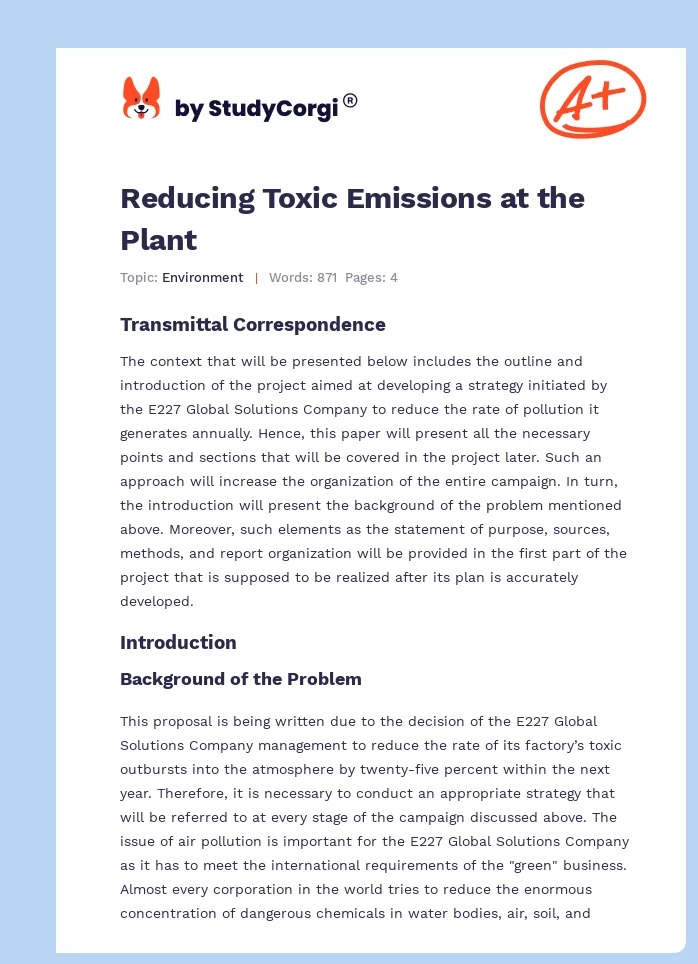 Reducing Toxic Emissions at the Plant. Page 1