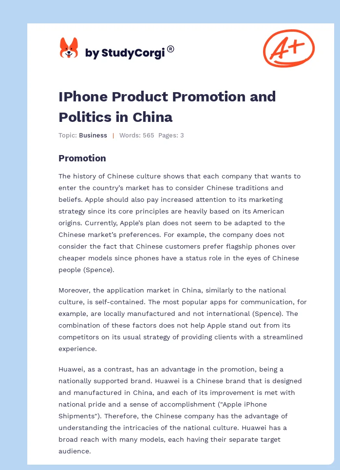 IPhone Product Promotion and Politics in China. Page 1