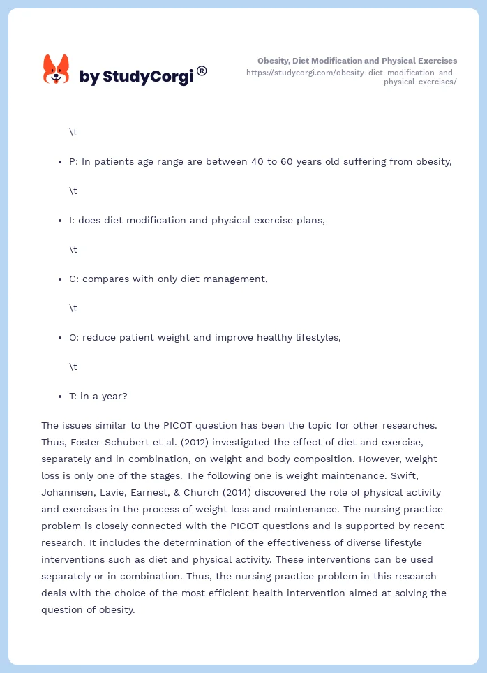 Obesity, Diet Modification and Physical Exercises. Page 2