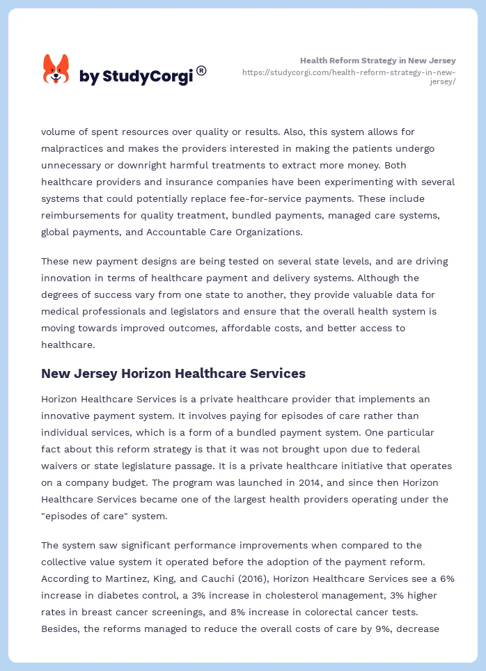 Health Reform Strategy in New Jersey. Page 2