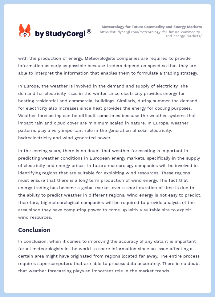 Meteorology for Future Commodity and Energy Markets. Page 2