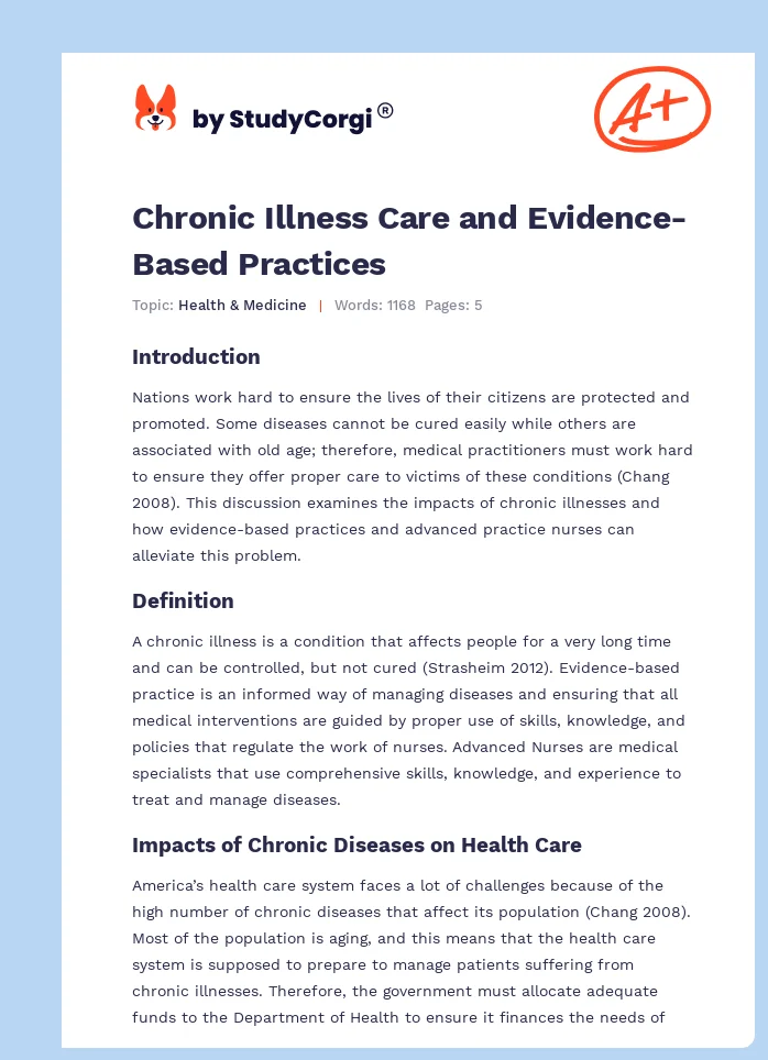 Chronic Illness Care and Evidence-Based Practices. Page 1