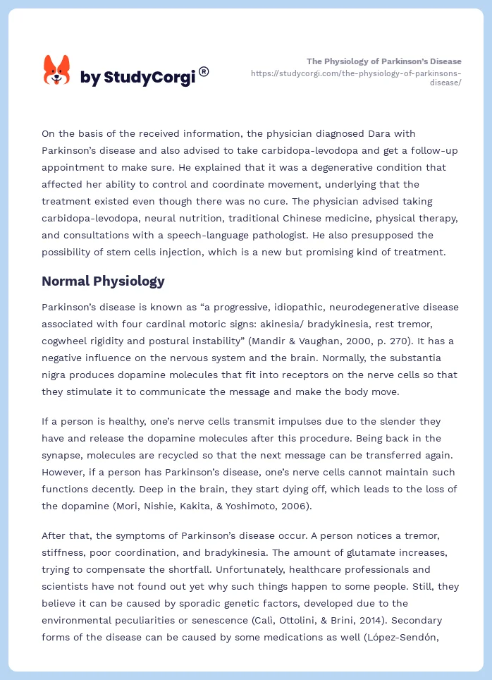 The Physiology of Parkinson’s Disease. Page 2