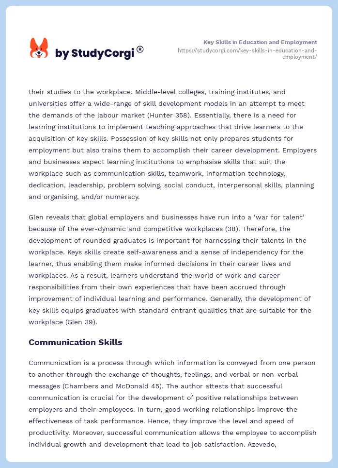 Key Skills in Education and Employment. Page 2