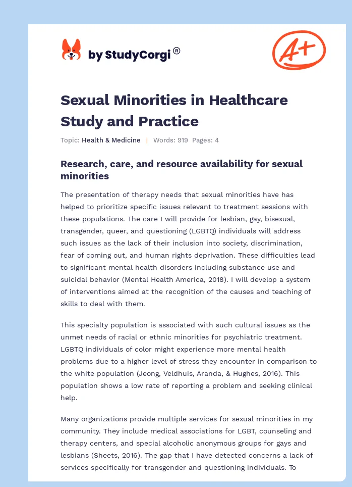 Sexual Minorities in Healthcare Study and Practice. Page 1