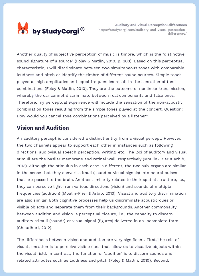 Auditory and Visual Perception Differences. Page 2