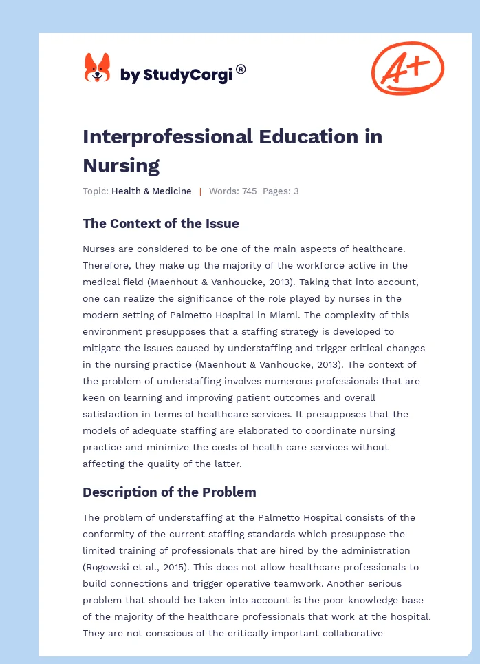 Interprofessional Education in Nursing. Page 1