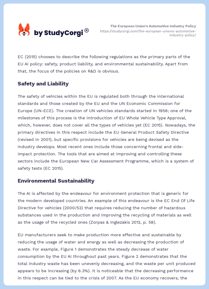 The European Union's Automotive Industry Policy. Page 2