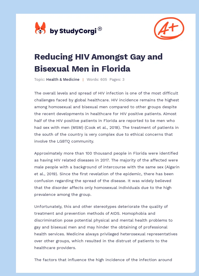 Reducing HIV Amongst Gay and Bisexual Men in Florida. Page 1