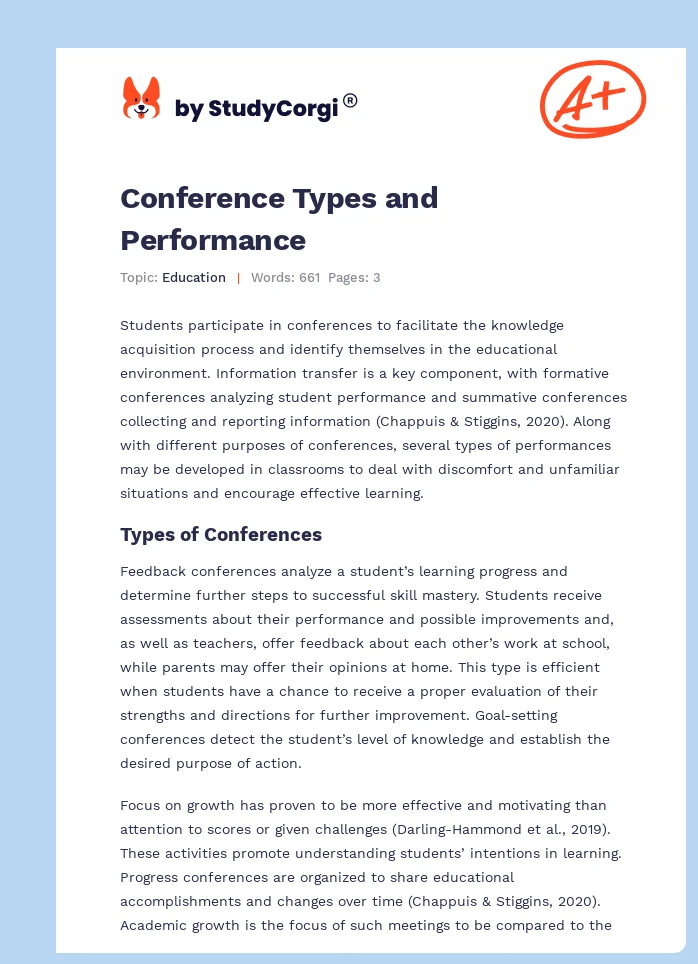Conference Types and Performance. Page 1