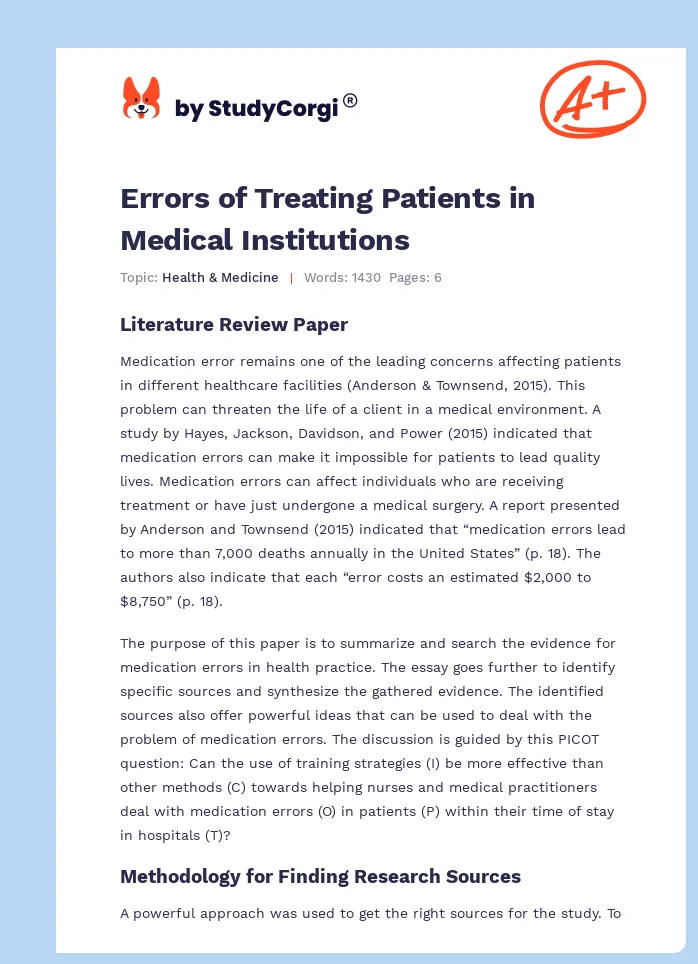 Errors of Treating Patients in Medical Institutions. Page 1