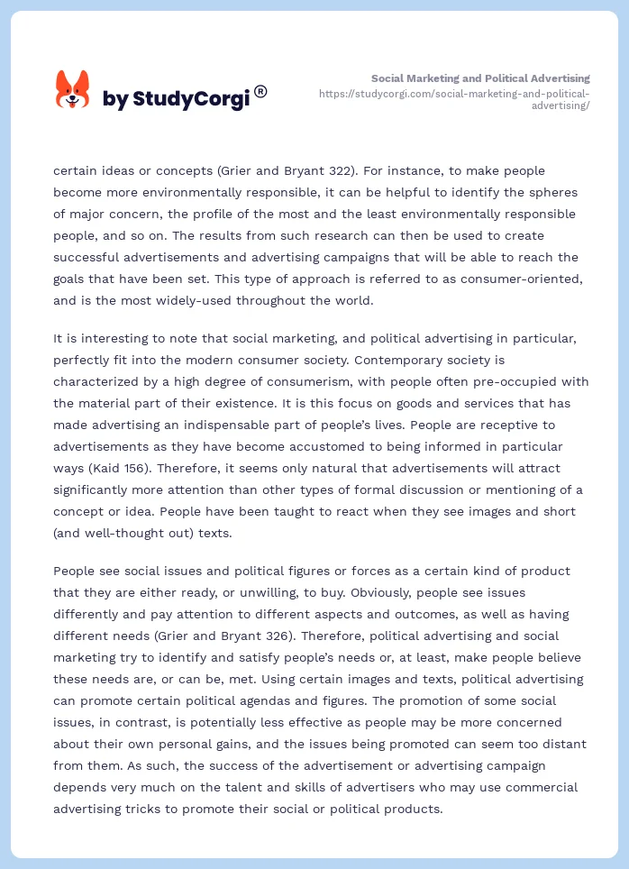 Social Marketing and Political Advertising. Page 2