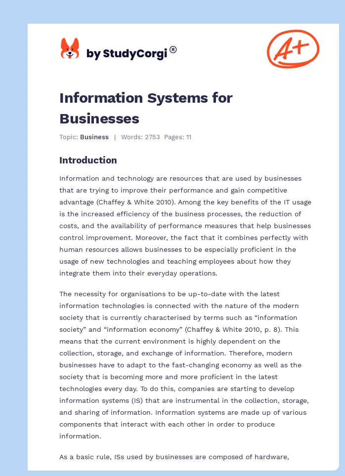 Information Systems for Businesses. Page 1