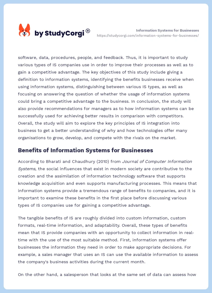 Information Systems for Businesses. Page 2