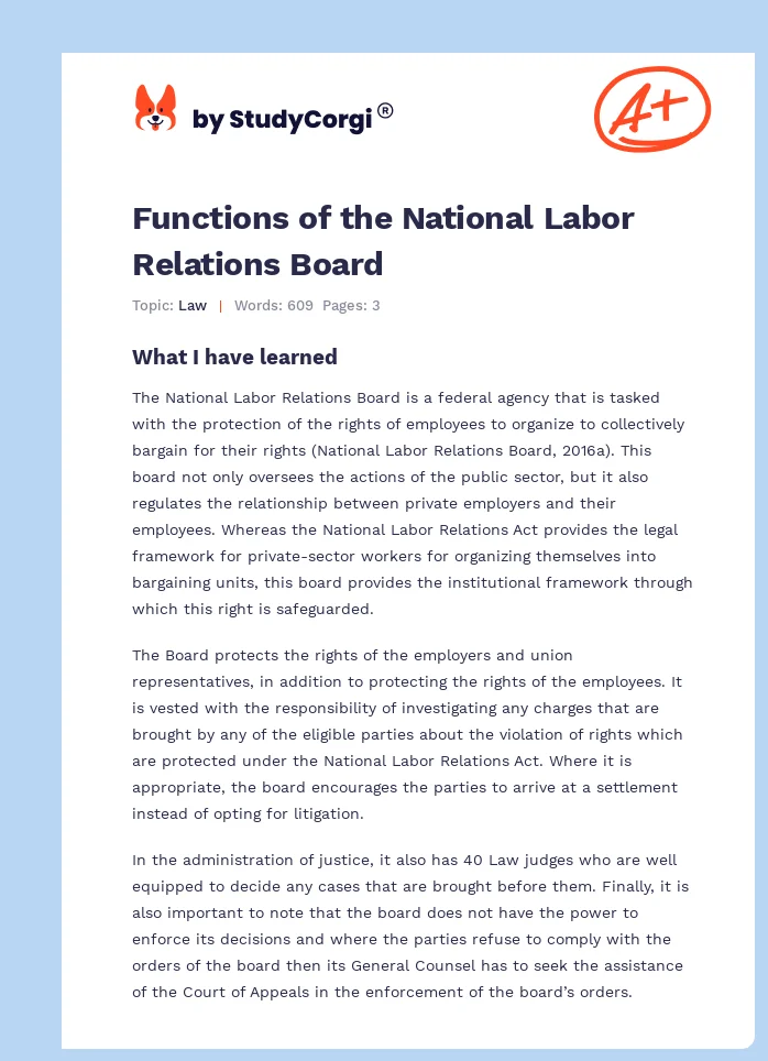 Functions of the National Labor Relations Board. Page 1