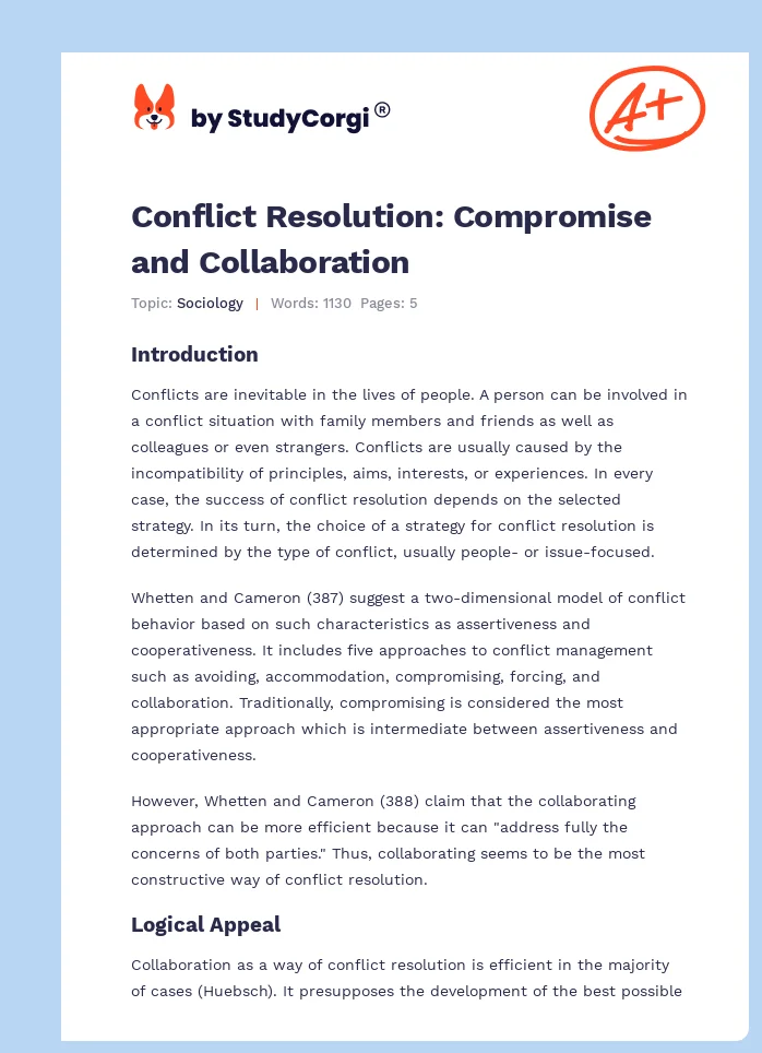 Conflict Resolution: Compromise and Collaboration. Page 1