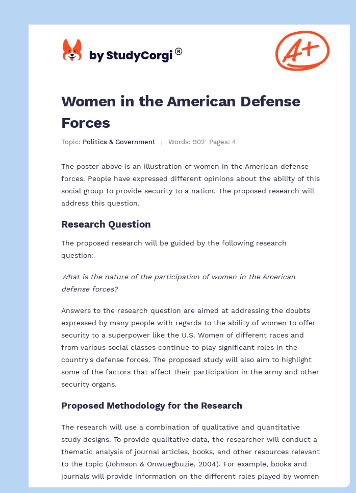 Women in the American Defense Forces. Page 1