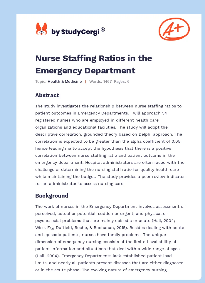 Nurse Staffing Ratios in the Emergency Department. Page 1