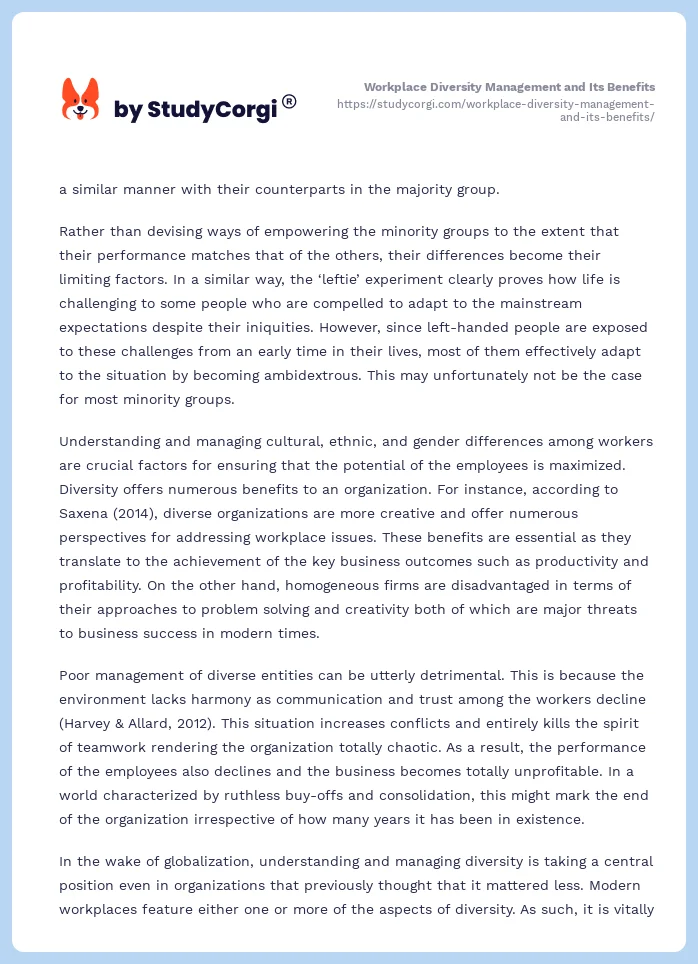 Workplace Diversity Management and Its Benefits. Page 2