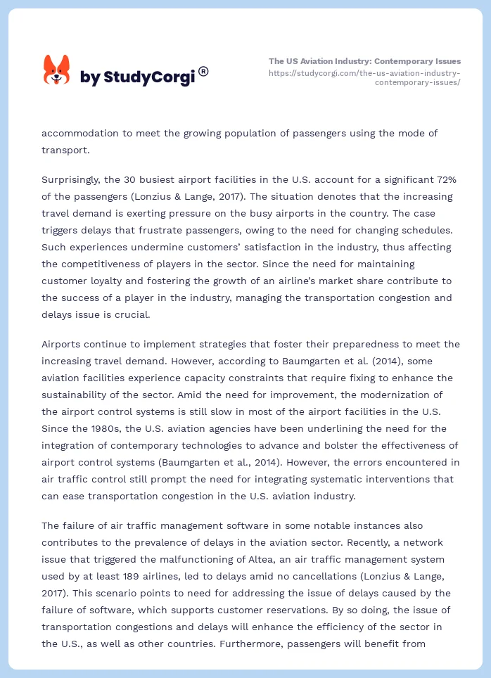 The US Aviation Industry: Contemporary Issues. Page 2
