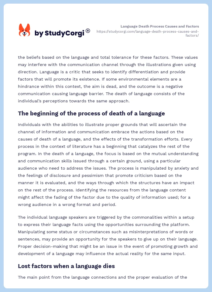 Language Death Process Causes and Factors. Page 2