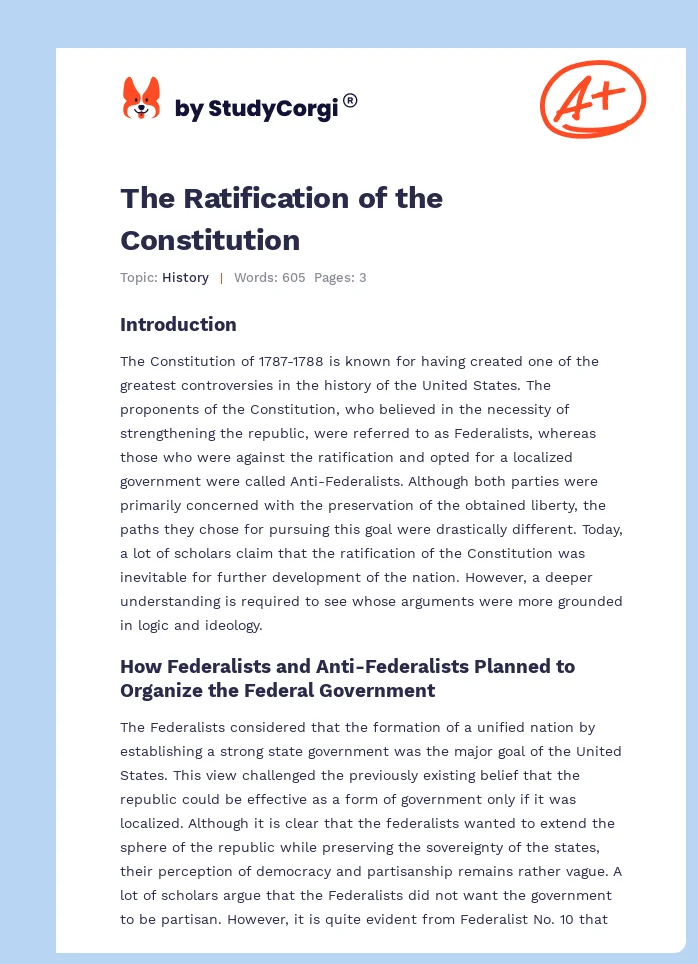 The Ratification of the Constitution. Page 1