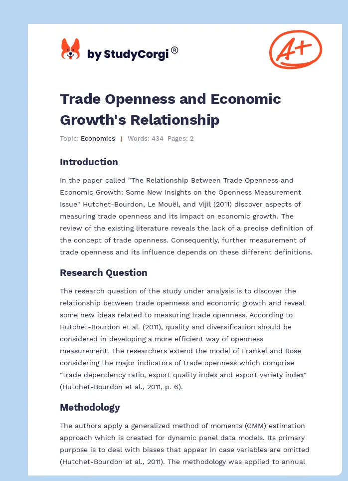 Trade Openness and Economic Growth's Relationship. Page 1