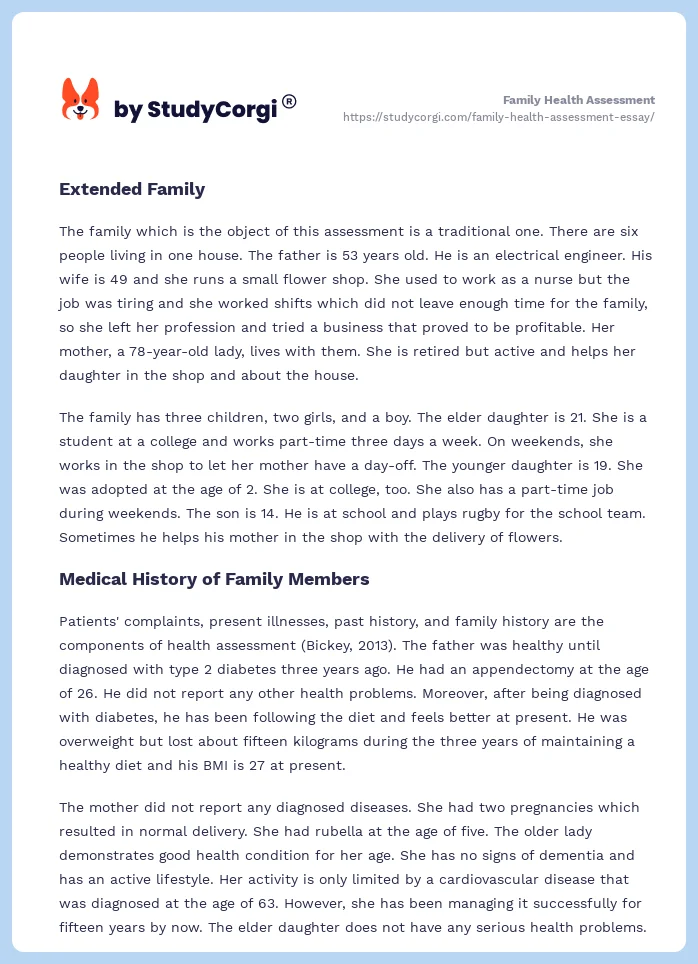 Family Health Assessment. Page 2