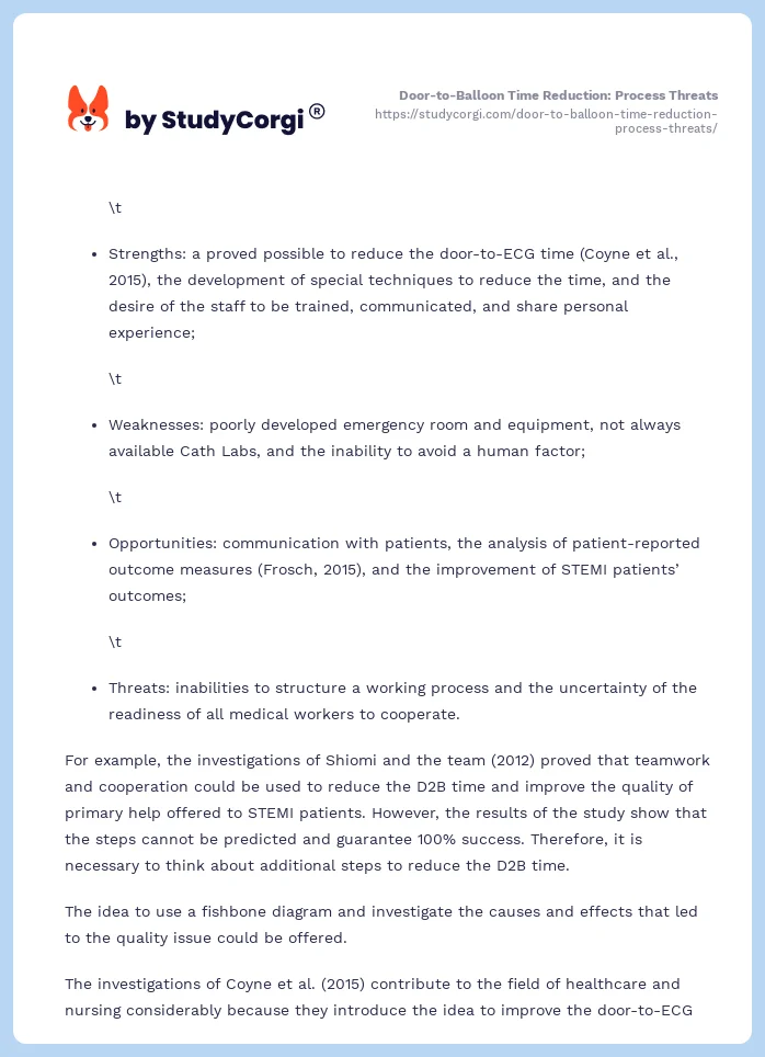 Door-to-Balloon Time Reduction: Process Threats. Page 2