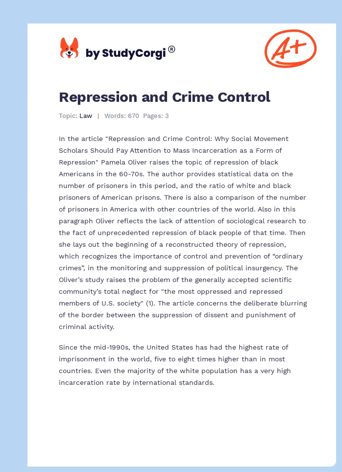 Repression and Crime Control. Page 1