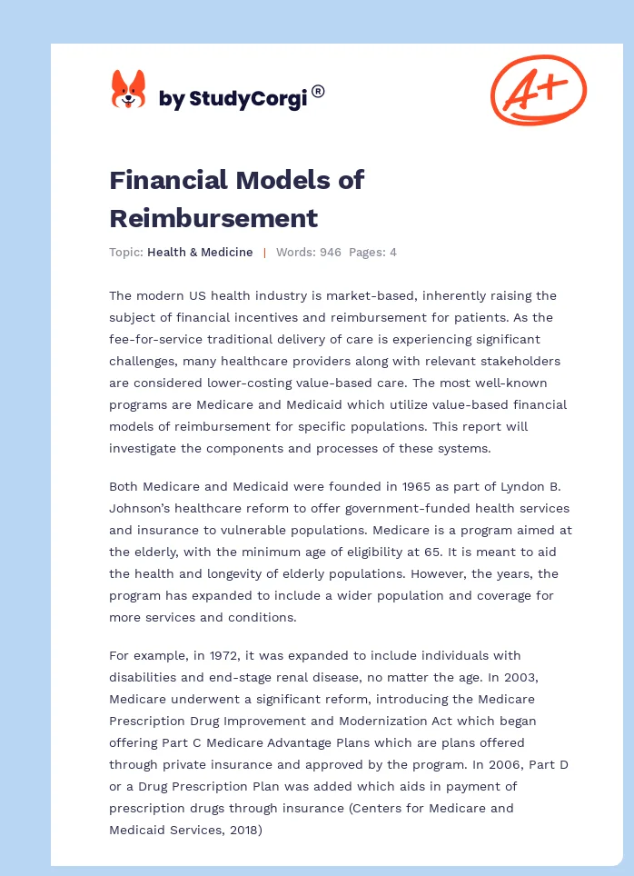 Financial Models of Reimbursement. Page 1