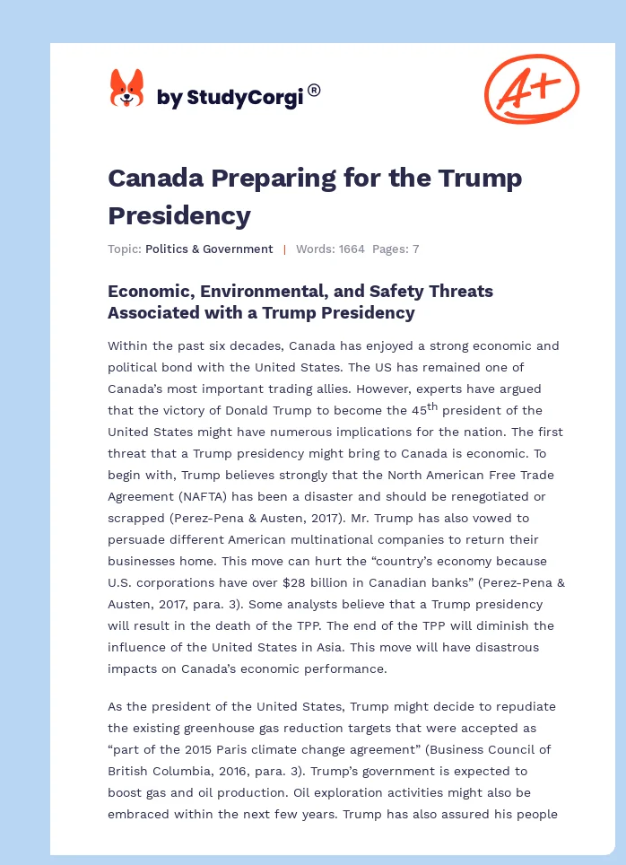 Canada Preparing for the Trump Presidency. Page 1