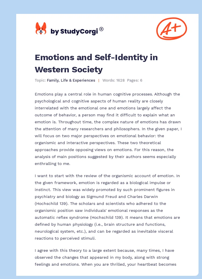 Emotions and Self-Identity in Western Society. Page 1